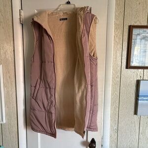 Women's Pink Puffer Vest with Sherpa Lining